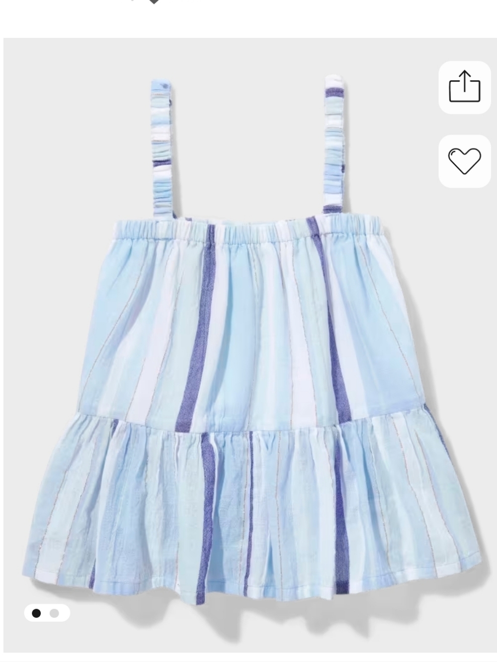 NWT Sugar & JadeTween Girls Striped Babydoll Tank Top - blue XXL 20/22